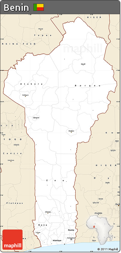 Classic Style Simple Map of Benin