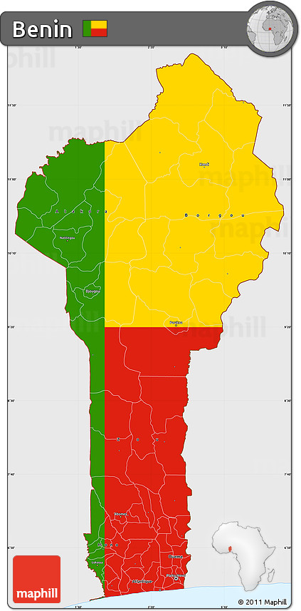 Flag Simple Map of Benin, single color outside