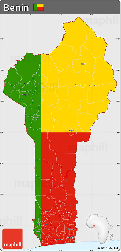 Flag Simple Map of Benin, single color outside