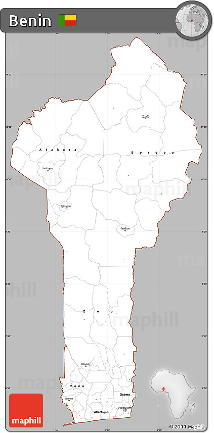 Gray Simple Map of Benin, cropped outside