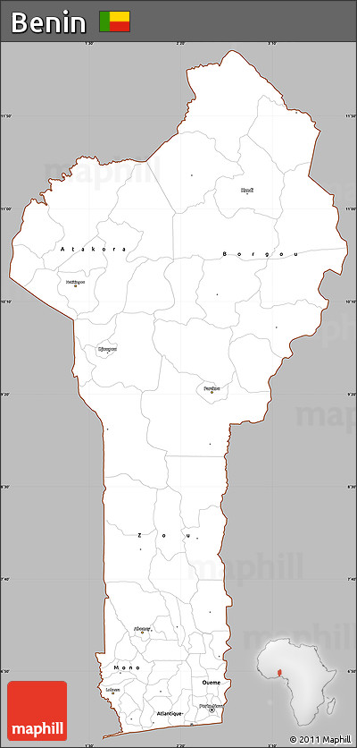 Gray Simple Map of Benin, cropped outside
