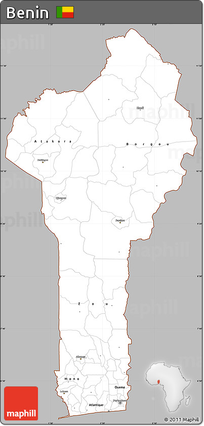 Gray Simple Map of Benin, cropped outside