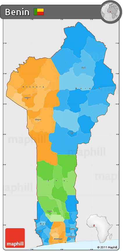 Political Simple Map of Benin, single color outside