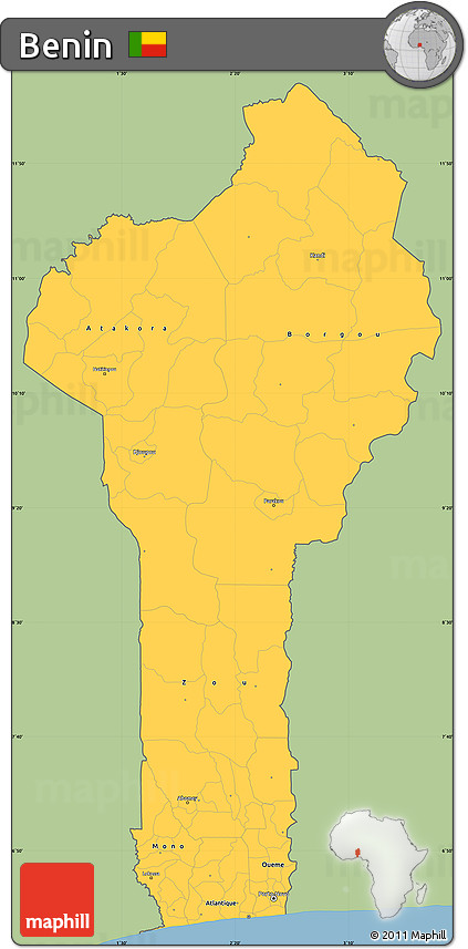 Savanna Style Simple Map of Benin, single color outside