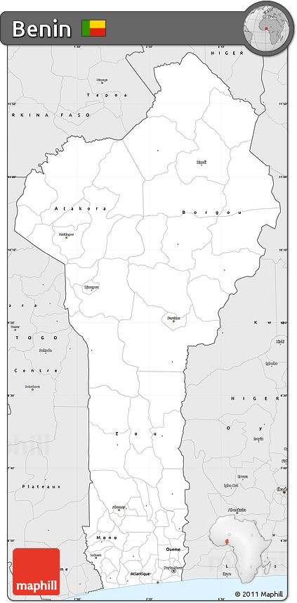 Silver Style Simple Map of Benin