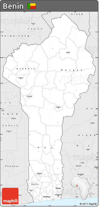 Silver Style Simple Map of Benin