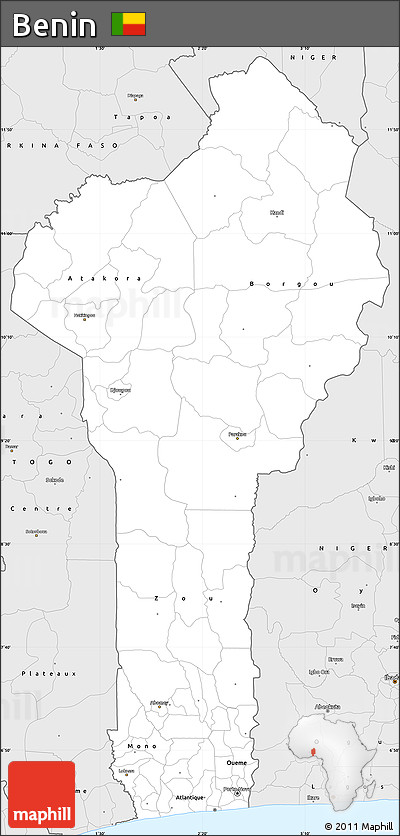 Silver Style Simple Map of Benin