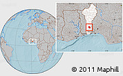 Gray Location Map of Dassa, highlighted country, hill shading