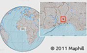 Gray Location Map of Dassa, hill shading