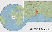 Savanna Style Location Map of Dassa, hill shading