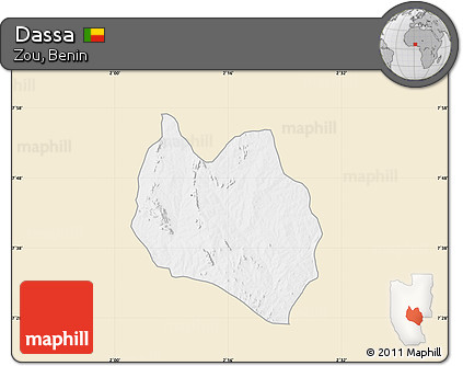 Classic Style Map of Dassa, single color outside