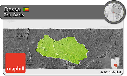 Physical Panoramic Map of Dassa, darken, desaturated