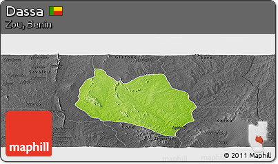 Physical Panoramic Map of Dassa, darken, desaturated