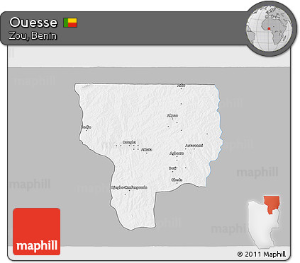 Gray 3D Map of Ouesse, single color outside