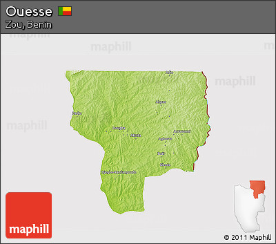 Physical 3D Map of Ouesse, cropped outside