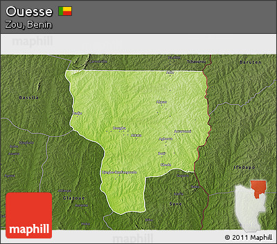 Physical 3D Map of Ouesse, darken