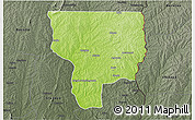 Physical 3D Map of Ouesse, darken, semi-desaturated