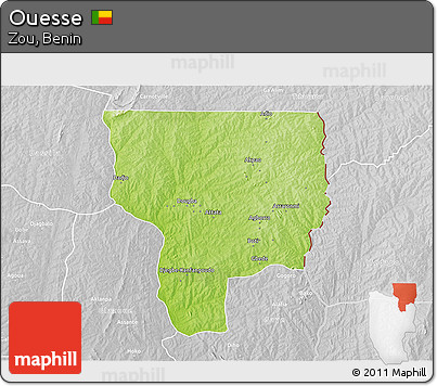 Physical 3D Map of Ouesse, lighten, desaturated