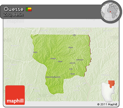 Physical 3D Map of Ouesse, lighten
