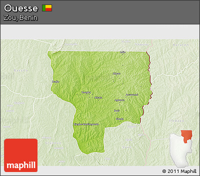 Physical 3D Map of Ouesse, lighten