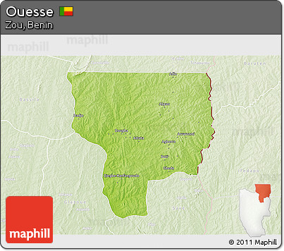 Physical 3D Map of Ouesse, lighten