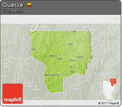 Physical 3D Map of Ouesse, lighten, semi-desaturated