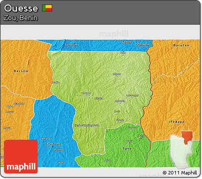 Physical 3D Map of Ouesse, political outside