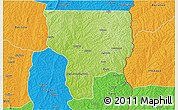 Physical 3D Map of Ouesse, political outside