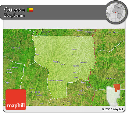 Physical 3D Map of Ouesse, satellite outside