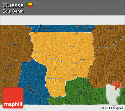 Political 3D Map of Ouesse, darken