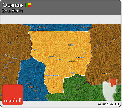 Political 3D Map of Ouesse, darken