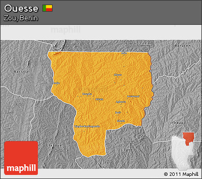 Political 3D Map of Ouesse, desaturated
