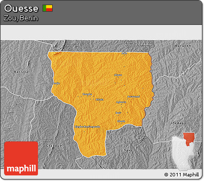 Political 3D Map of Ouesse, desaturated