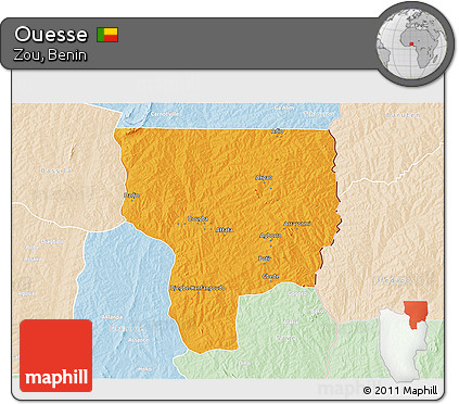 Political 3D Map of Ouesse, lighten