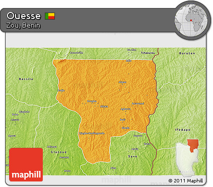 Political 3D Map of Ouesse, physical outside