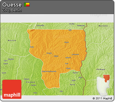 Political 3D Map of Ouesse, physical outside