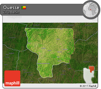 Satellite 3D Map of Ouesse, darken