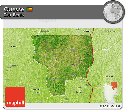 Satellite 3D Map of Ouesse, physical outside