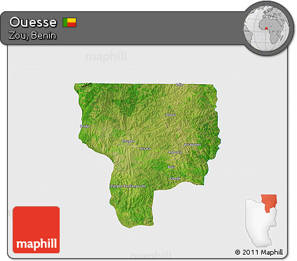 Satellite 3D Map of Ouesse, single color outside