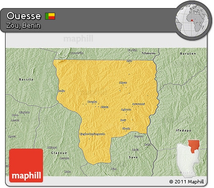Savanna Style 3D Map of Ouesse
