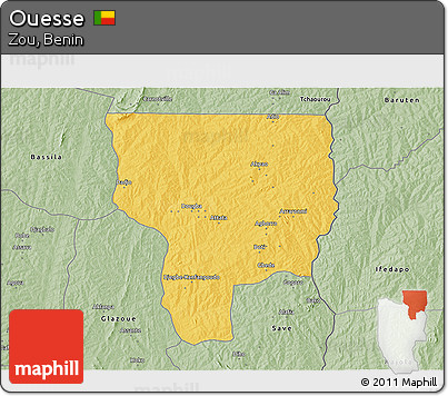 Savanna Style 3D Map of Ouesse