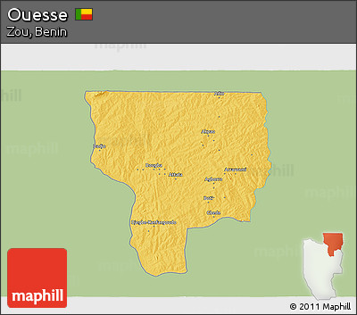 Savanna Style 3D Map of Ouesse, single color outside