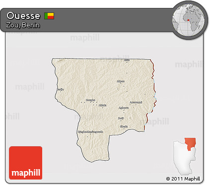 Shaded Relief 3D Map of Ouesse, cropped outside