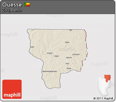 Shaded Relief 3D Map of Ouesse, cropped outside