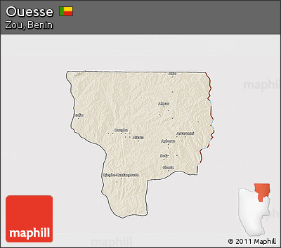 Shaded Relief 3D Map of Ouesse, cropped outside
