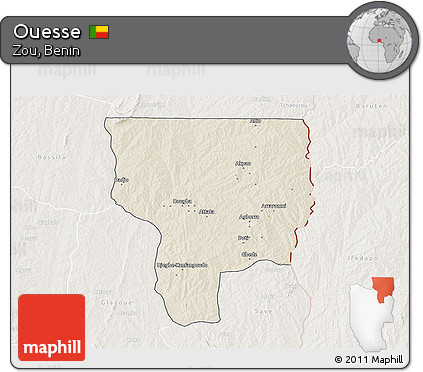 Shaded Relief 3D Map of Ouesse, lighten