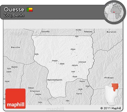 Silver Style 3D Map of Ouesse