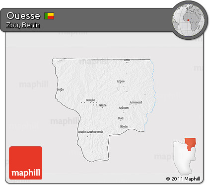 Silver Style 3D Map of Ouesse, single color outside