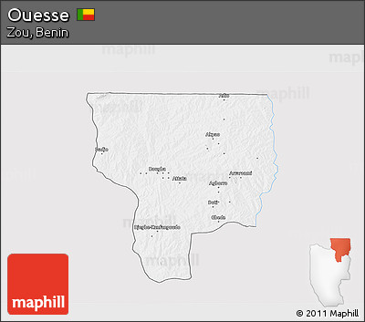 Silver Style 3D Map of Ouesse, single color outside