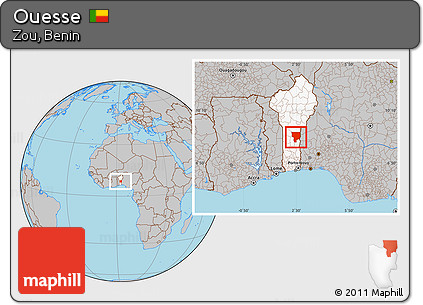 Gray Location Map of Ouesse, highlighted country